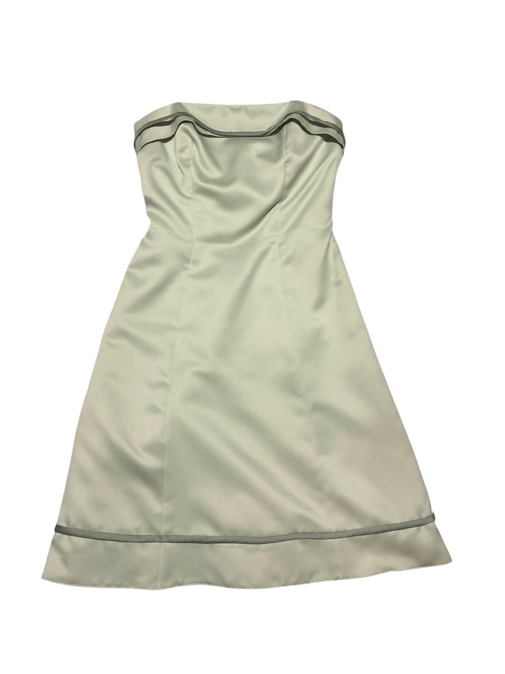 Vintage Y2K B2 Strapless Sage Green Satin A-Line Prom Dress